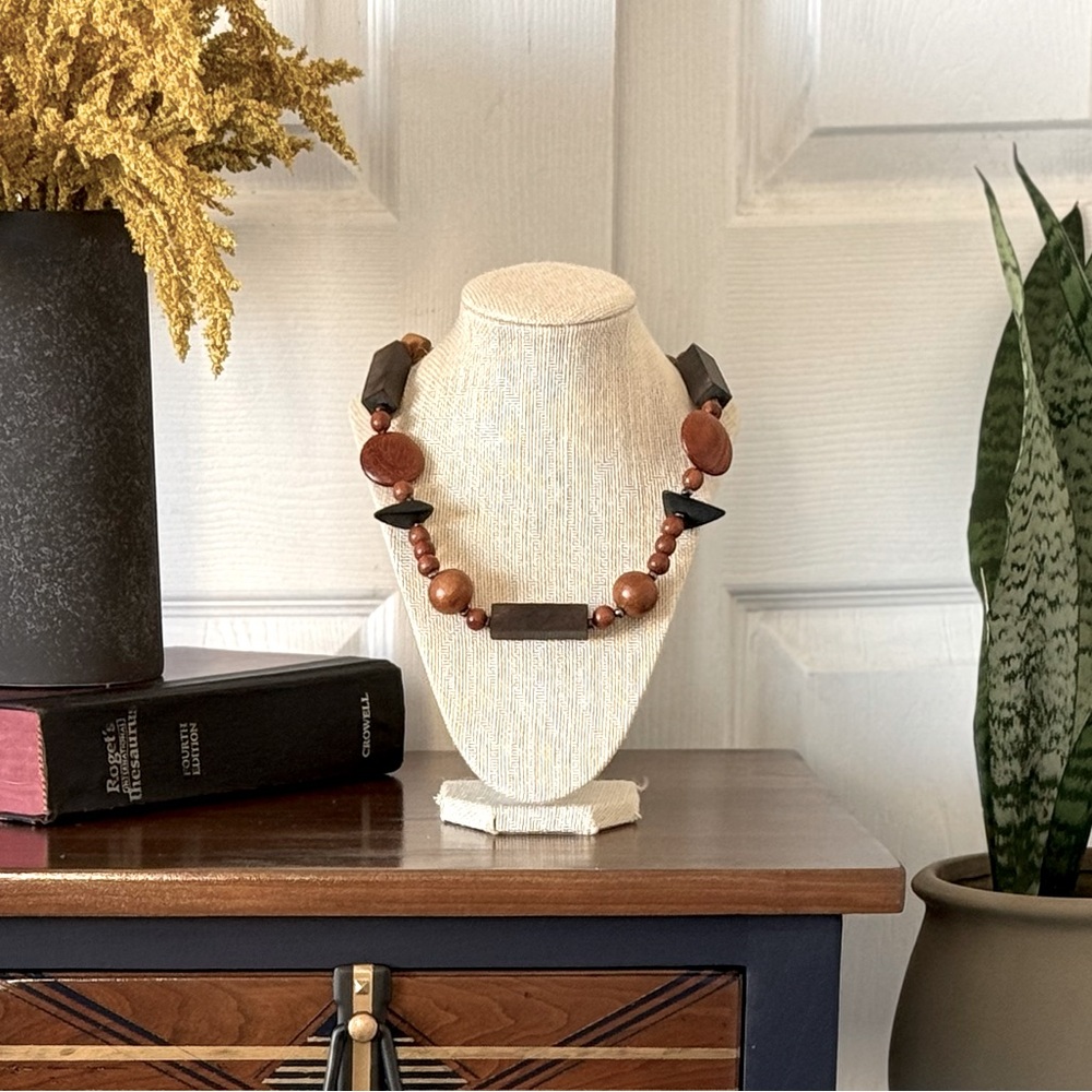 Handmade in Philippines Vintage Wooden Necklace